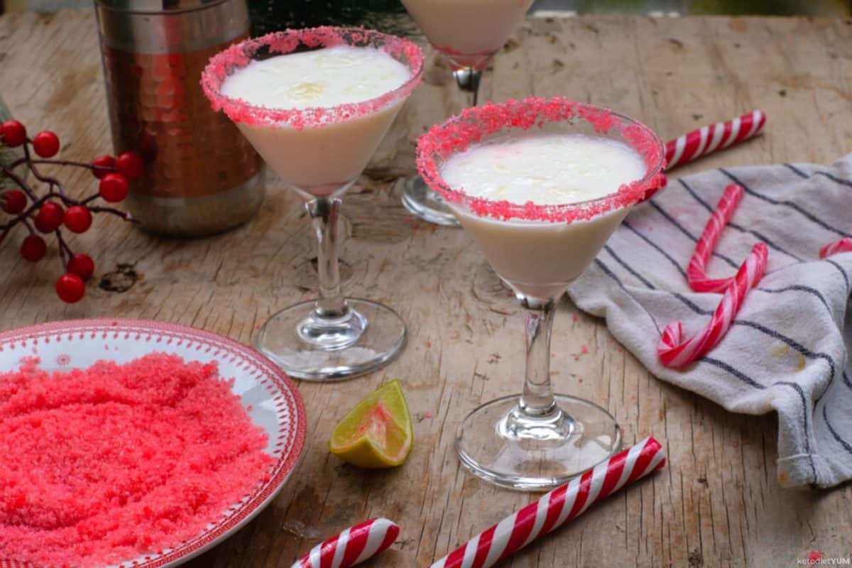 Festive candy cane keto vodka cocktails are the perfect Christmas cocktail that is low carb