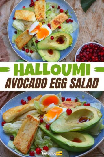 Healthy Keto Halloumi Salad with Egg and Avocado