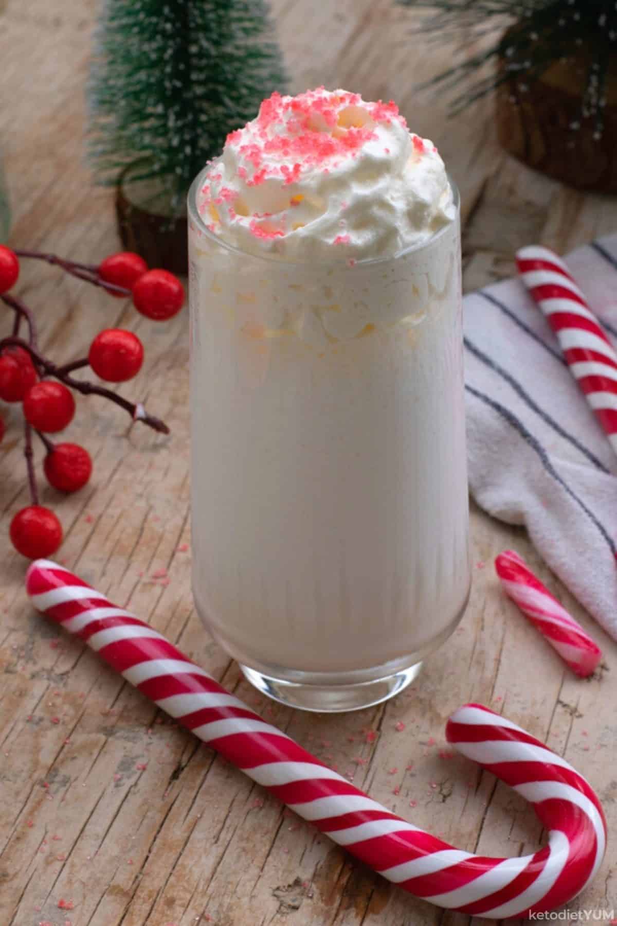 Keto Candy Cane Milkshake Easy to make keto candy cane milkshake recipe