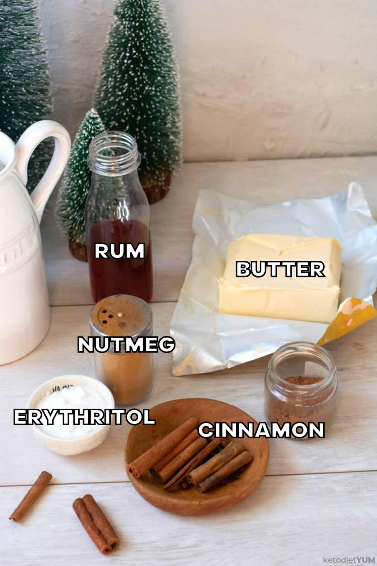 Keto Hot Buttered Rum Ingredients