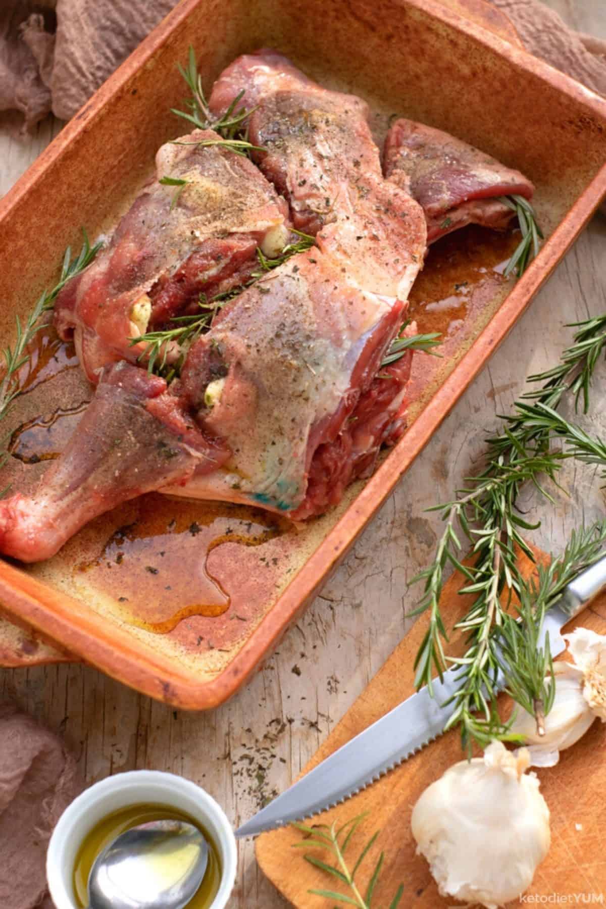 Leg of lamb ready to be roasted