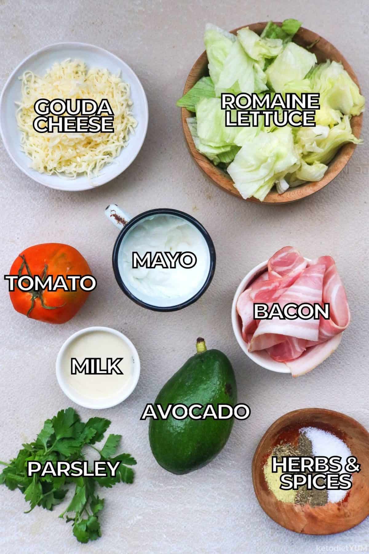 Keto BLT Salad Ingredients