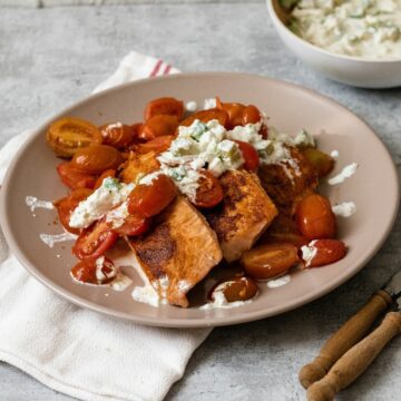 Pan Seared Salmon with Salsa Cheese Sauce