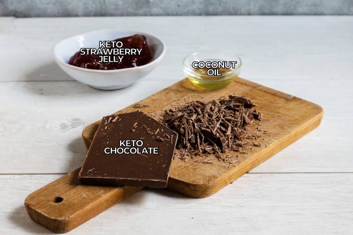 The 3 simple ingredients you need to make keto chocolate hearts are dark chocolate, coconut oil and sugar-free jelly or jam