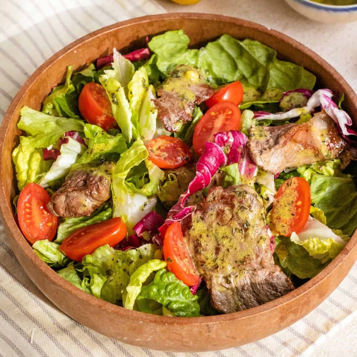 Keto Steak Salad with Lemon Basil Vinaigrette Keto Steak Salad
