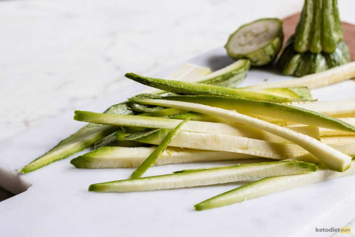 Thinly sliced zucchini strips