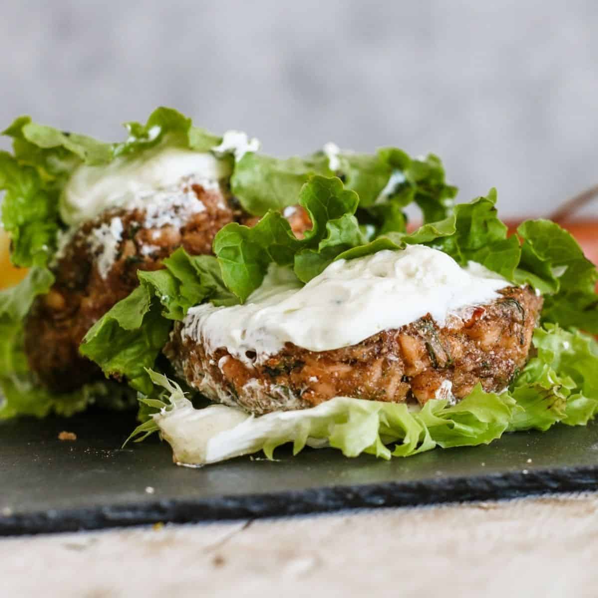 Salmon Burger Lettuce Wraps