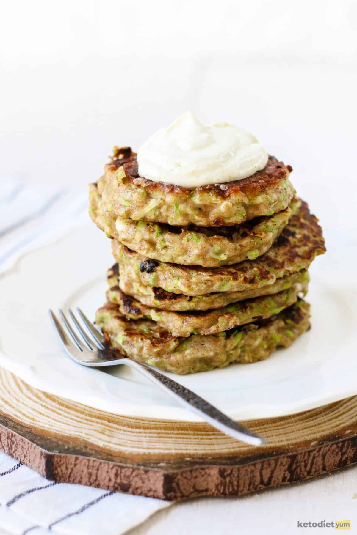 Healthy low carb zucchini fritters are the perfect appetizer or side dish for any occassion