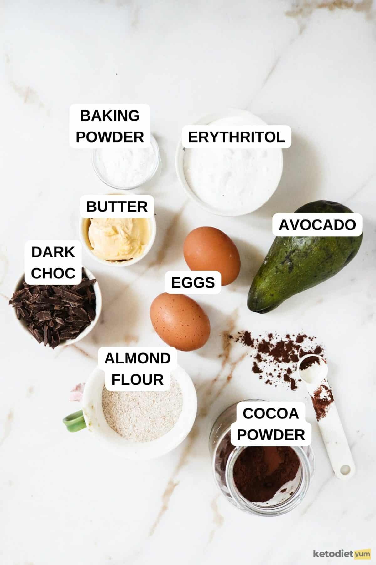 Keto Avocado Brownies Recipe Ingredients