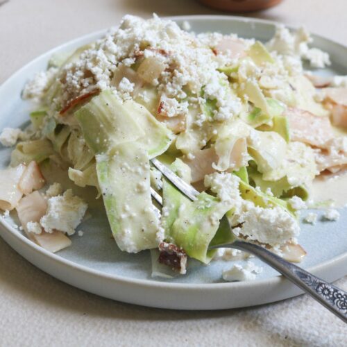 Keto Zucchini Alfredo With Bacon And Cheese Keto Diet Yum