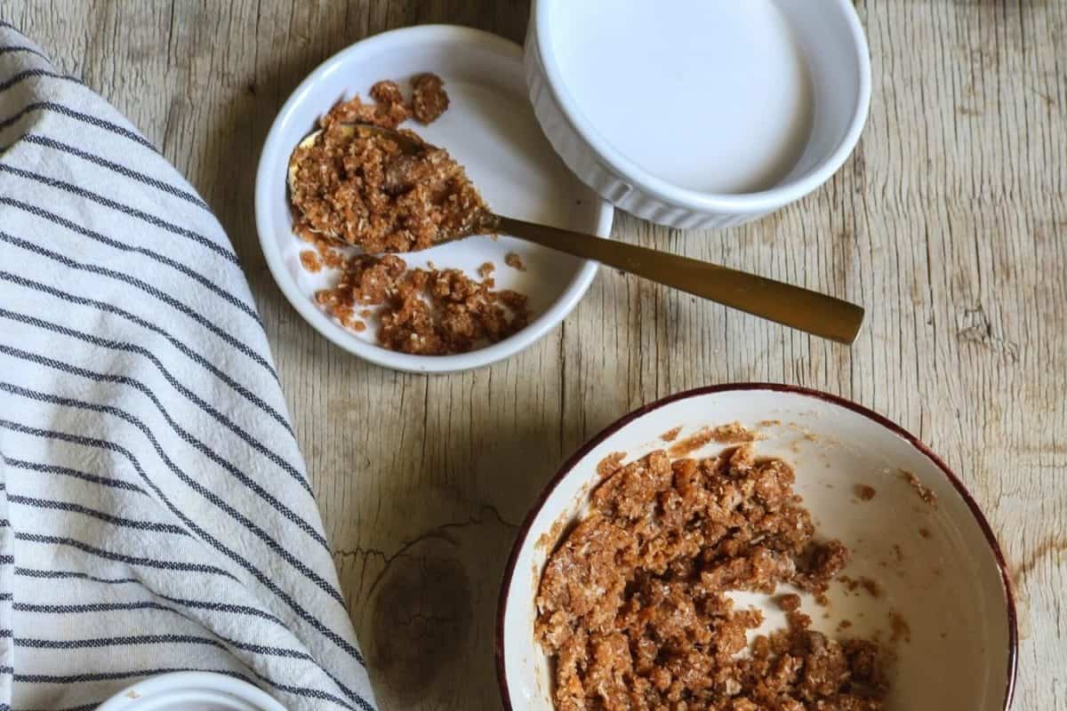 Making the base for keto mini cheesecakes