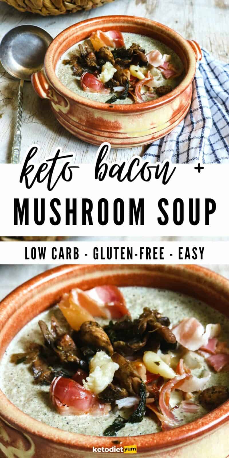 Keto Mushroom Soup With Crispy Bacon (Extra Creamy!)