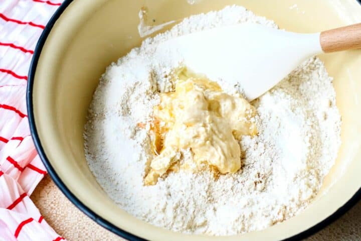 gluten free sugar cookies - combining wet and dry ingredients