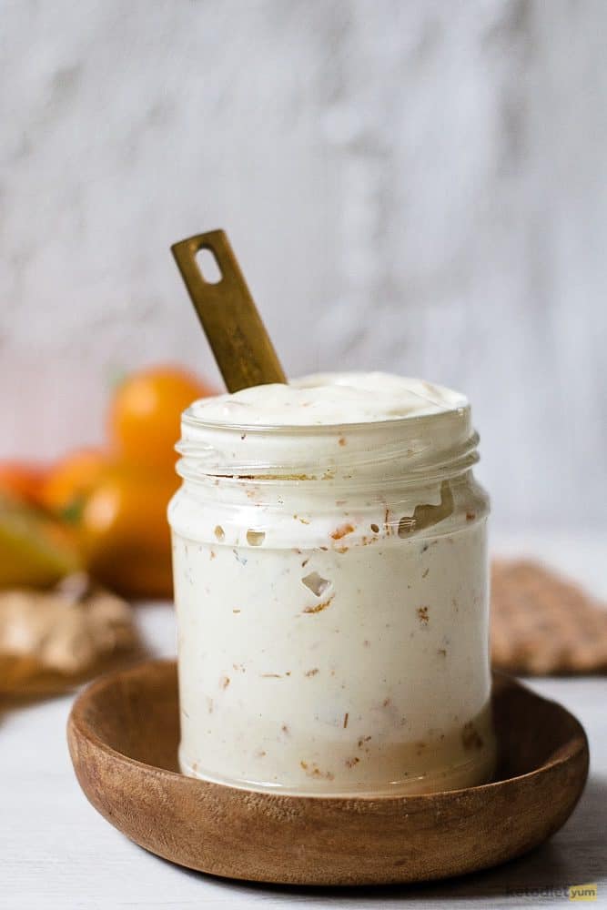 habanero mayonnaise - homemade keto mayonnaise in a glass jar