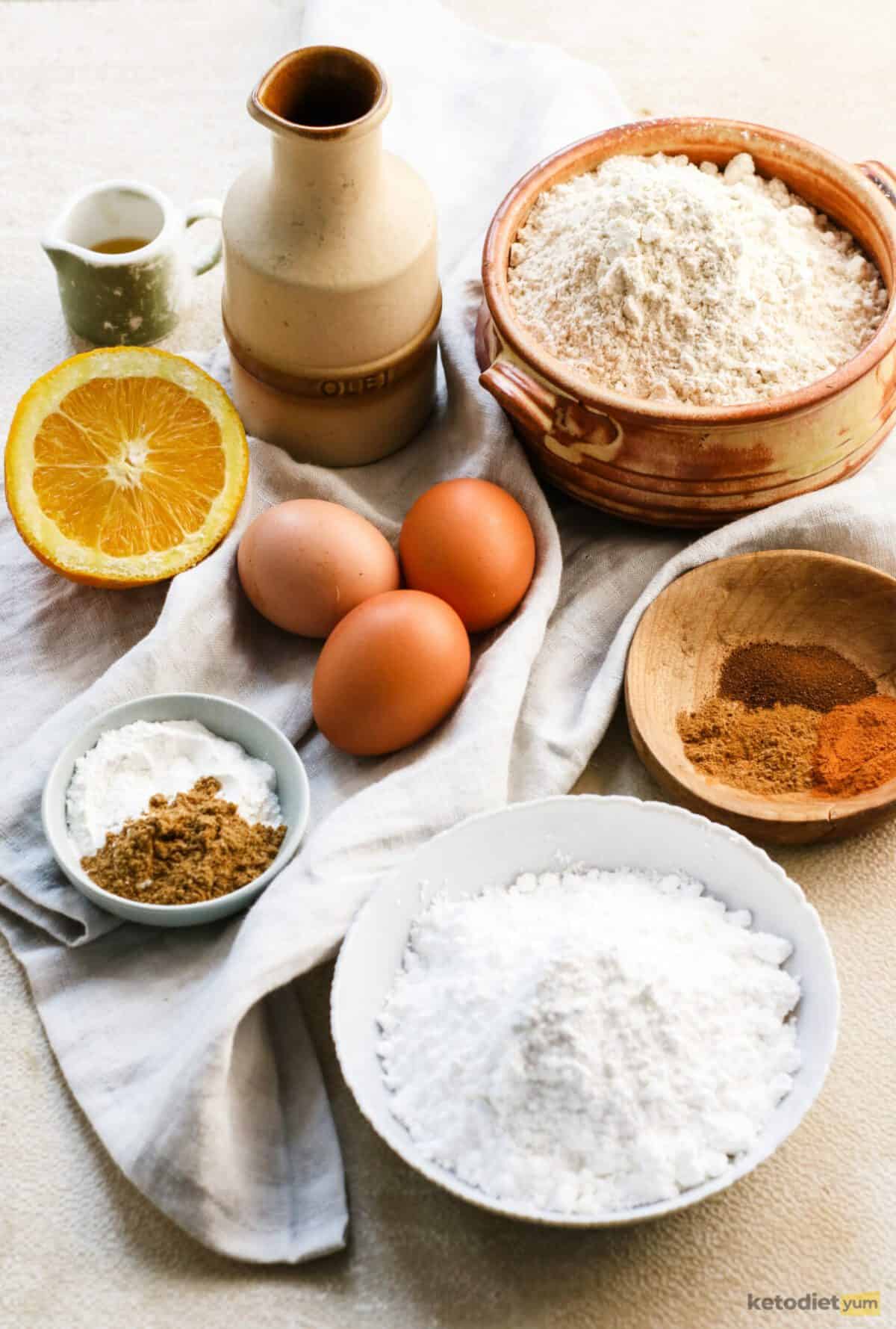 orange spice cake - ingredients on a table