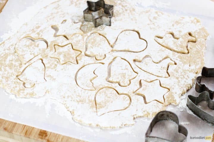 gluten free sugar cookies - cutting dough with cookie cutters