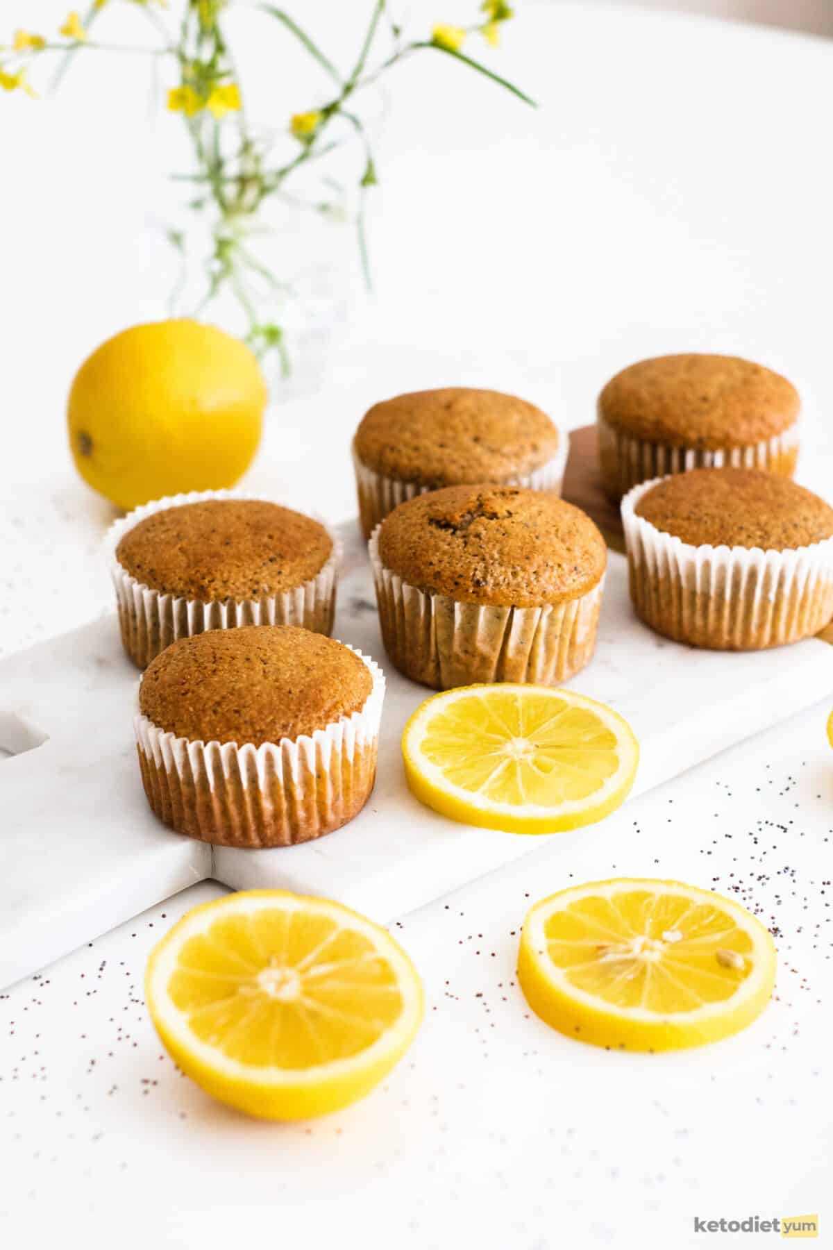 lemon poppy seed cupcakes - cupcakes on a table ready for frosting