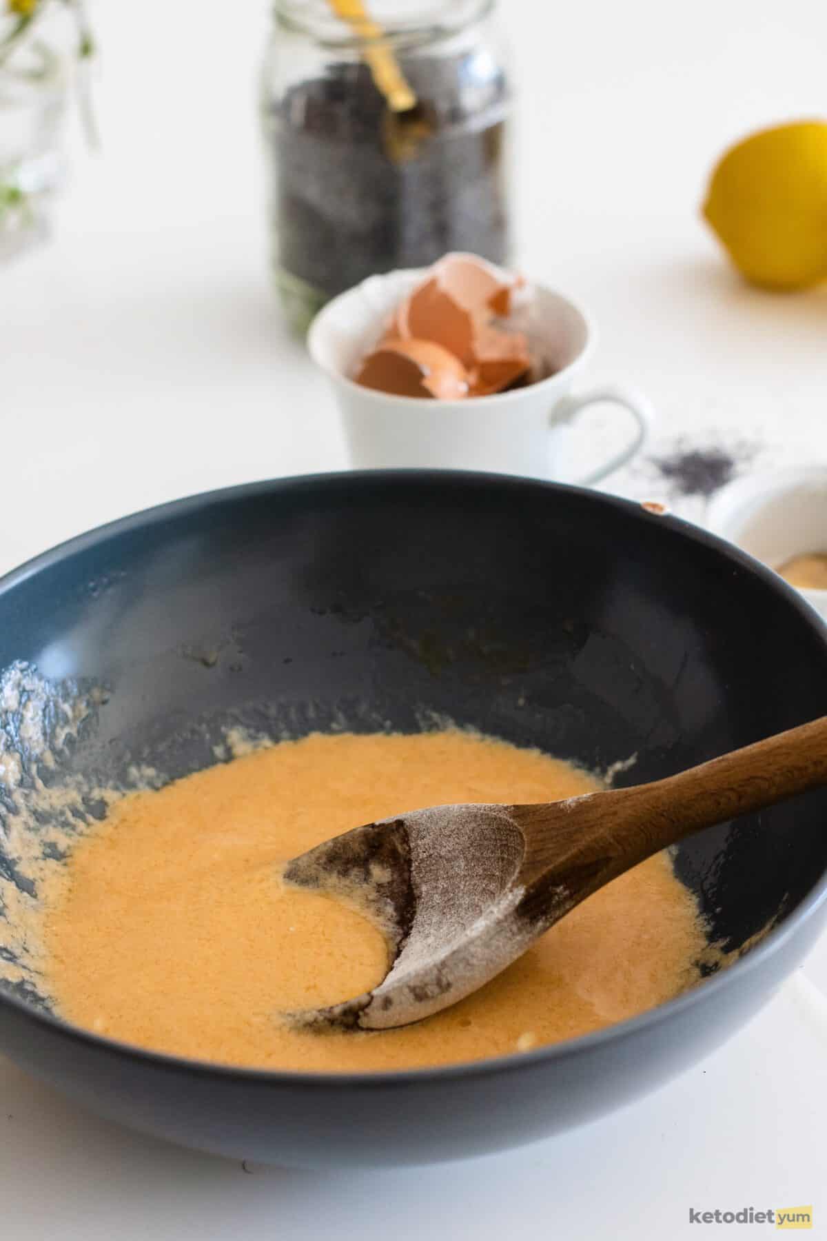 lemon poppy seed cupcakes - mixing wet ingredients