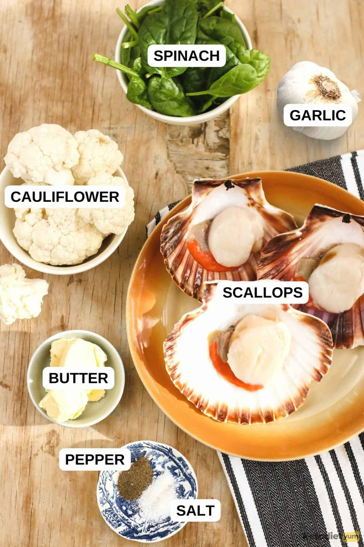 Keto Scallop Recipe Ingredients on Table