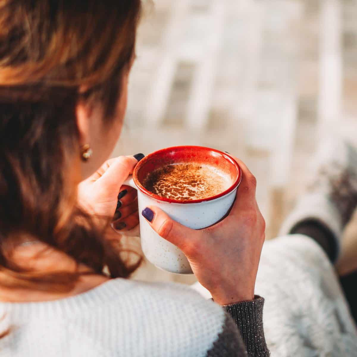 woman having coffee