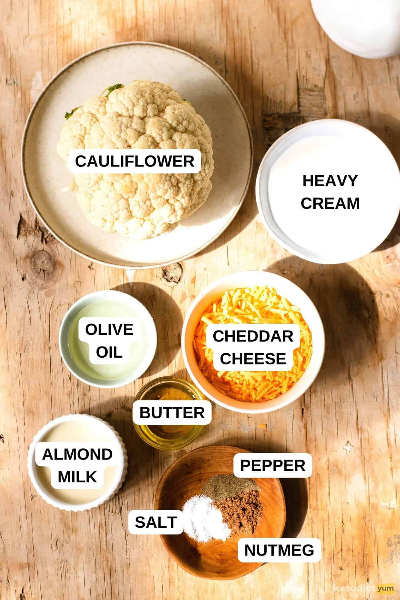 Keto Cauliflower Mac and Cheese Ingredients