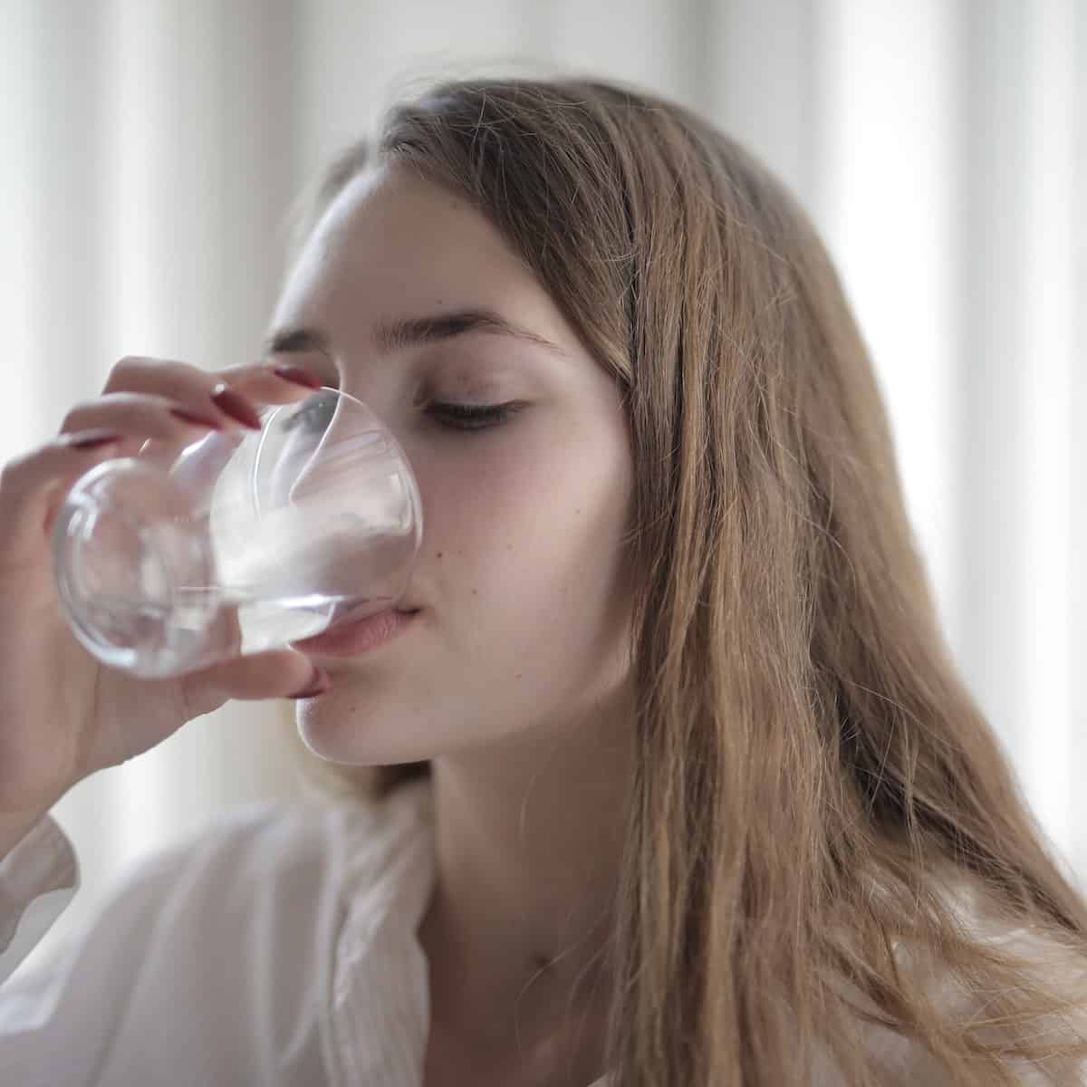 woman drinking water