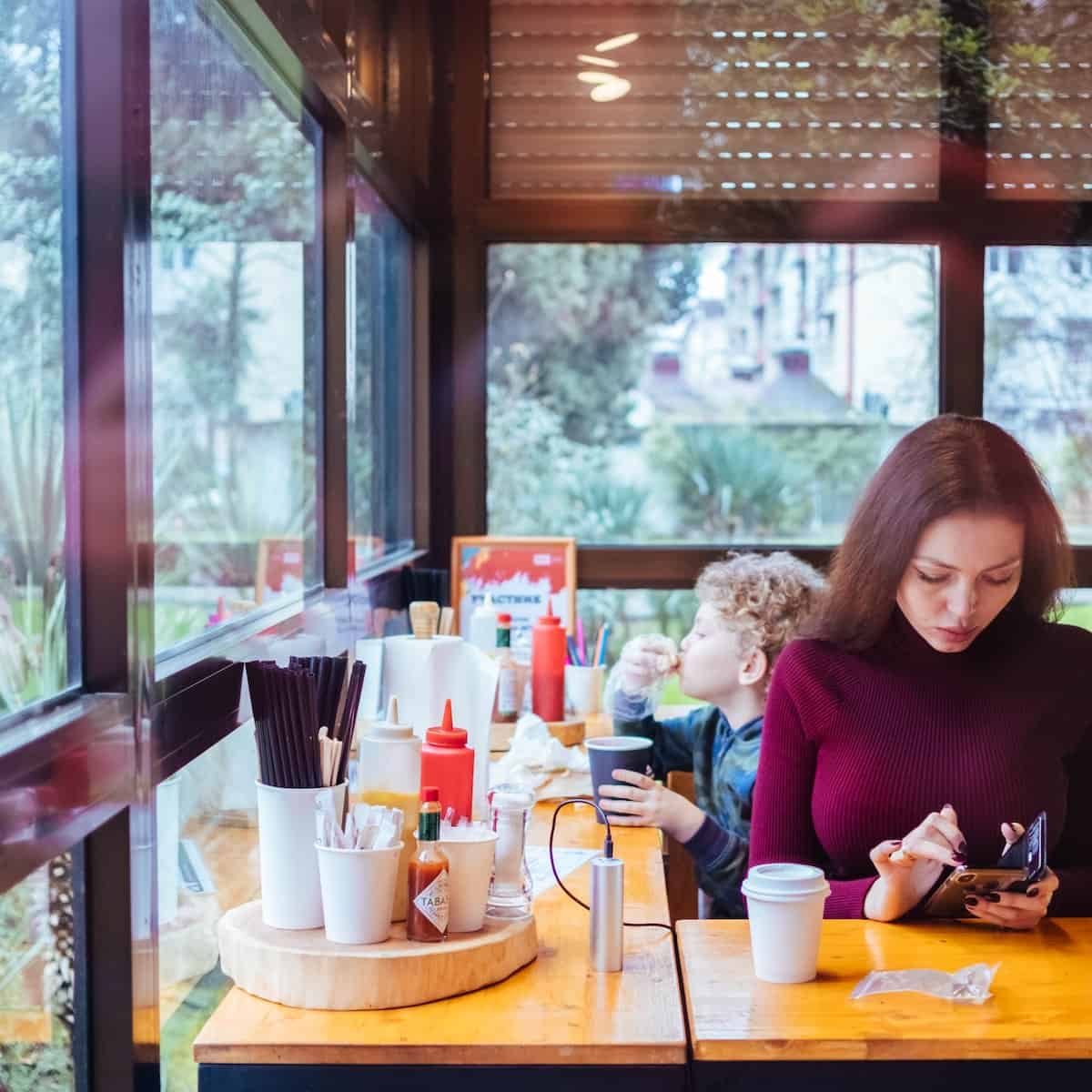 woman at a restaurant