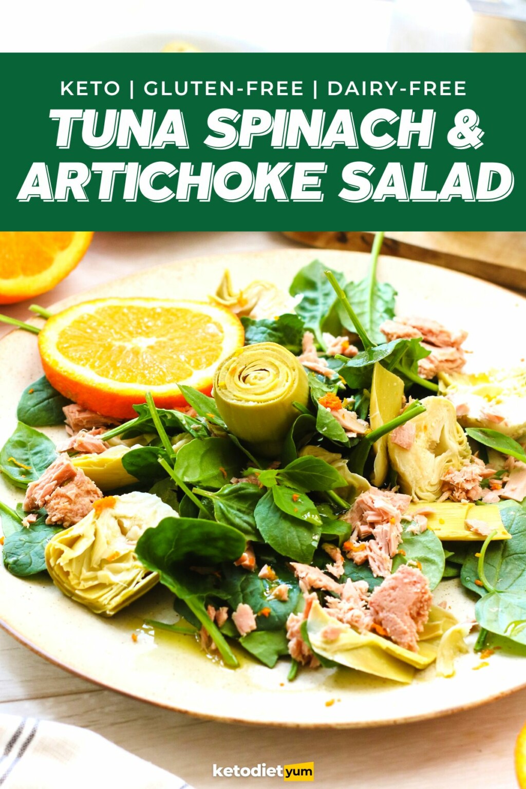 Tuna Spinach And Artichoke Salad (GlutenFree & LowCarb)
