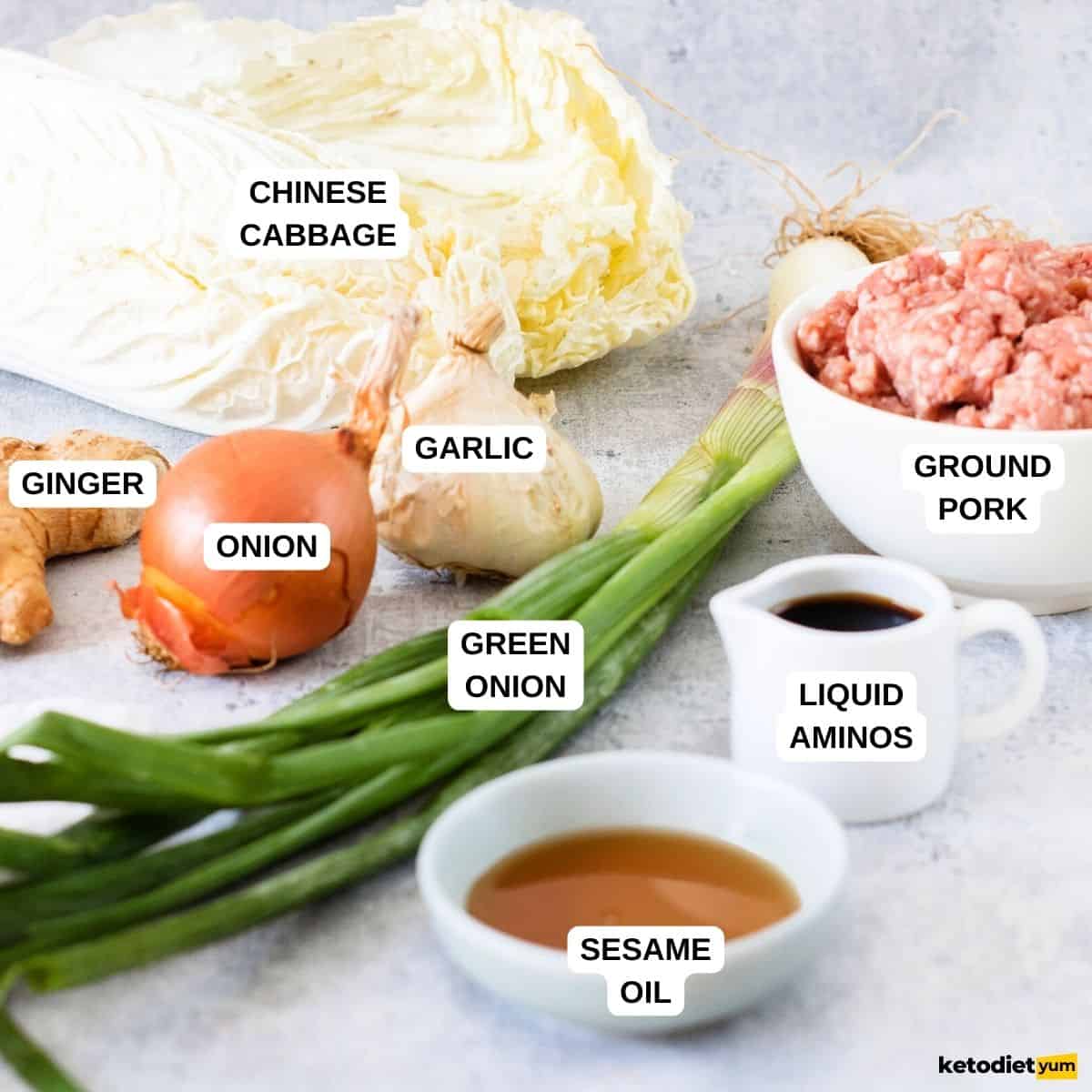 Keto Egg Roll in a Bowl Ingredients