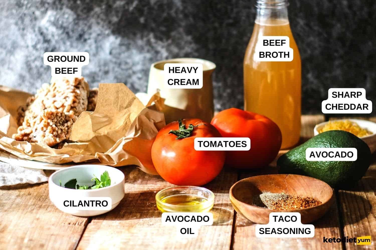 Keto Taco Soup Ingredients