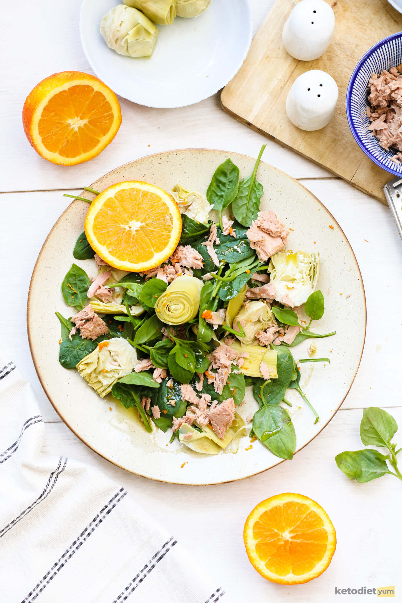 Tuna Spinach And Artichoke Salad (GlutenFree & LowCarb)