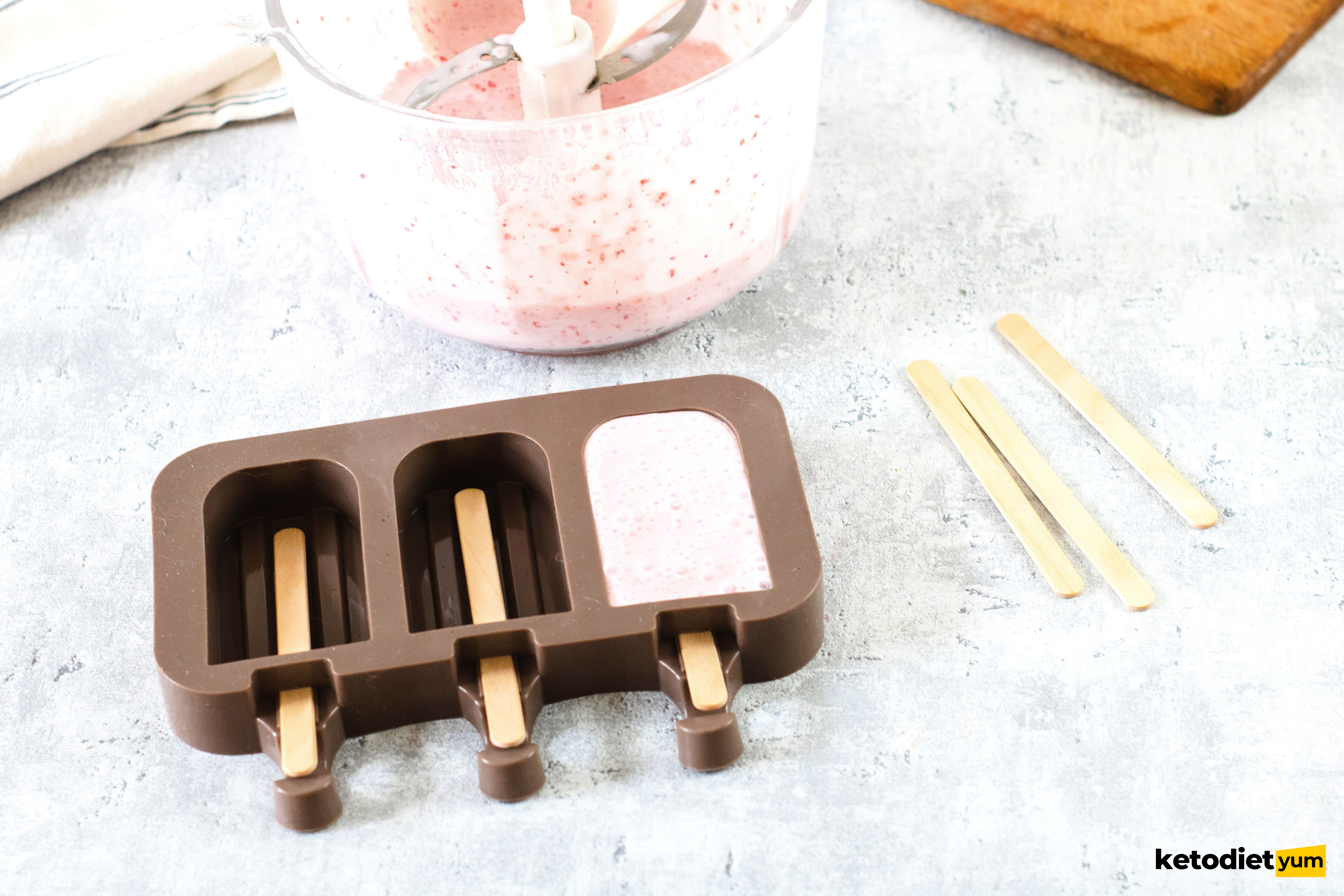 Keto Strawberry Popsicles