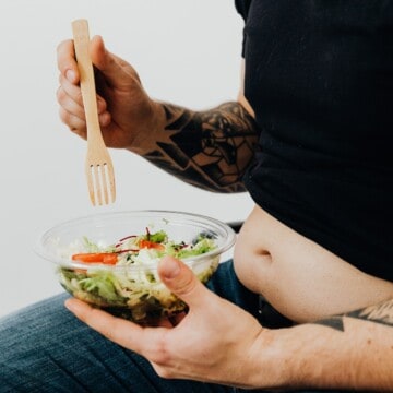 man eating