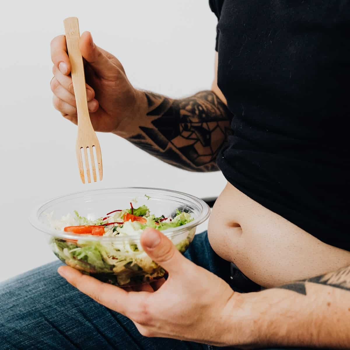 man eating