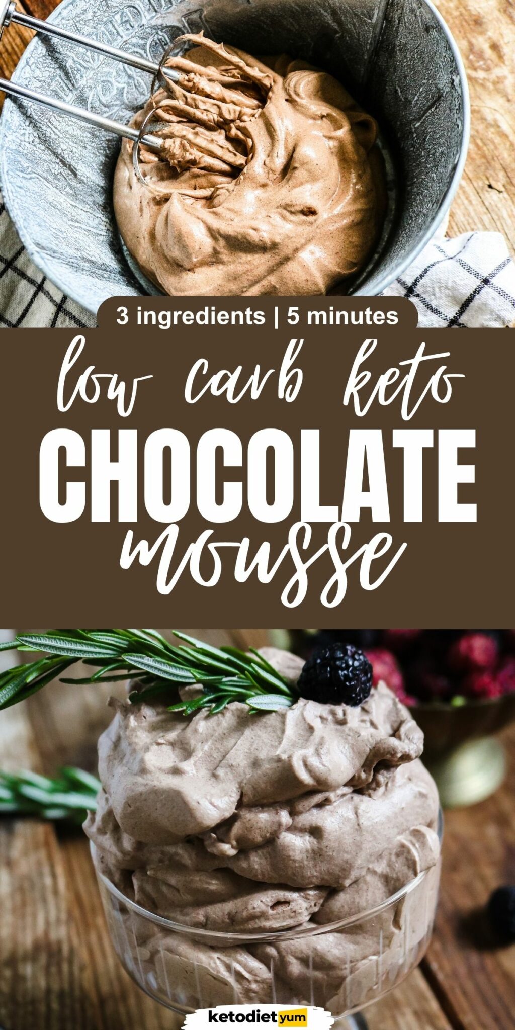 Keto Chocolate Mousse (3 Ingredients + 5 Minutes)