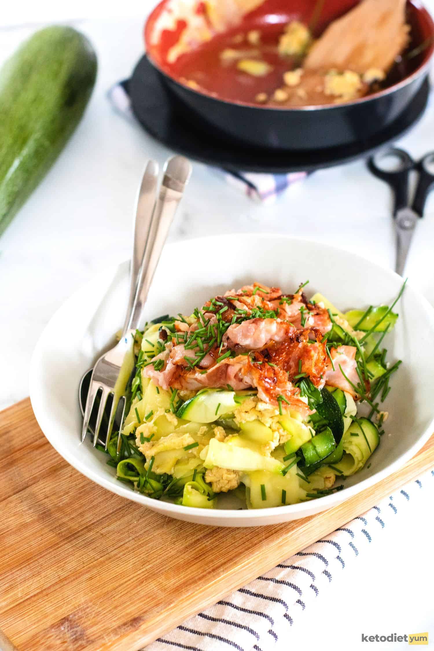 Keto Zucchini Carbonara