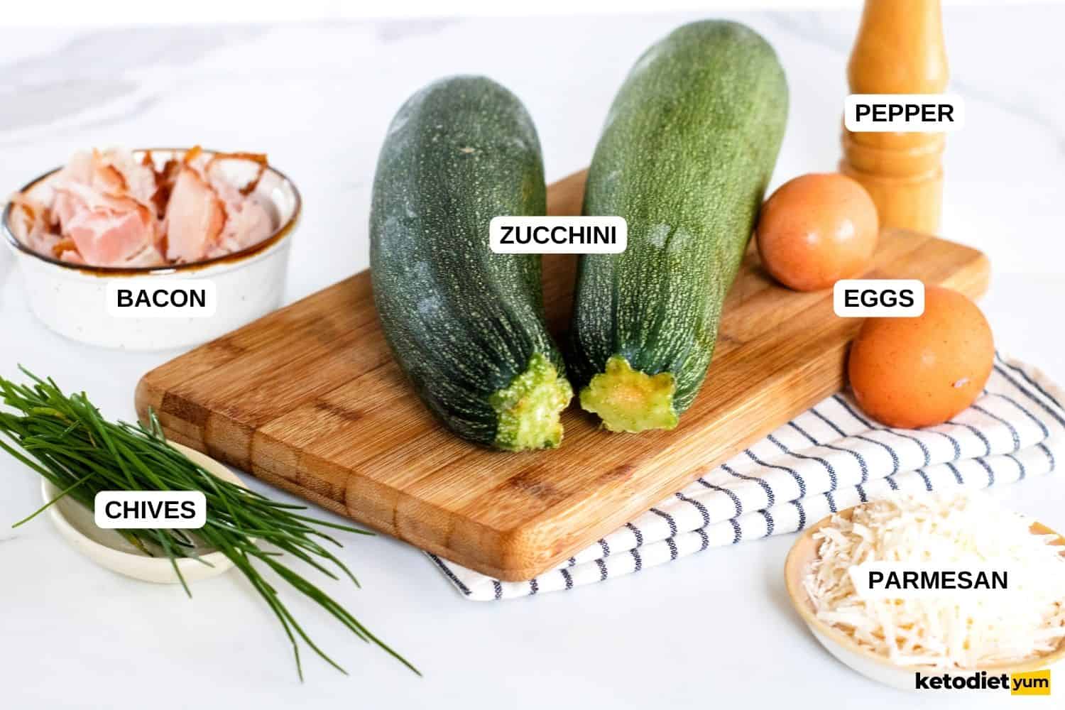 Keto Zucchini Carbonara Ingredients