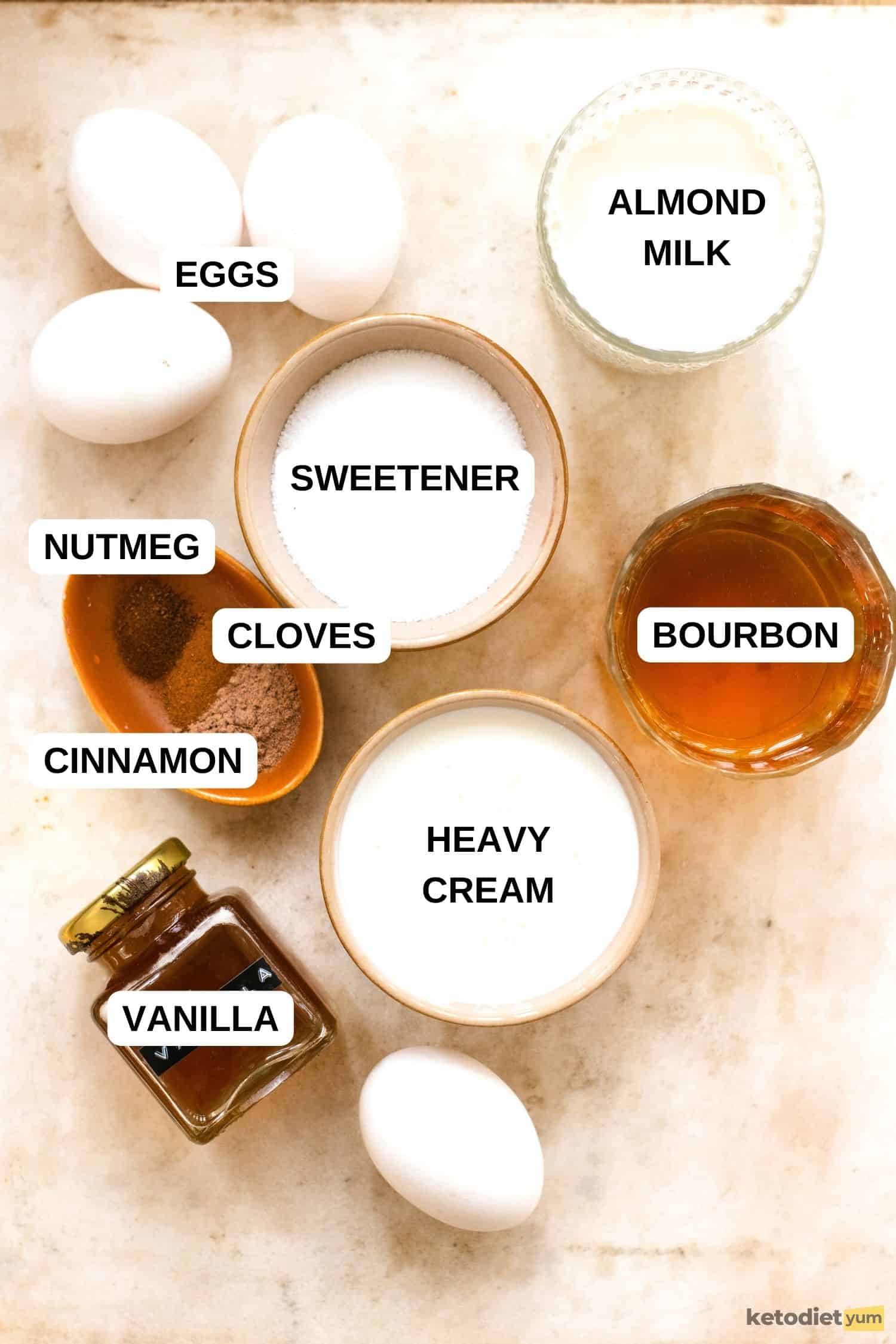 Keto Eggnog Ingredients