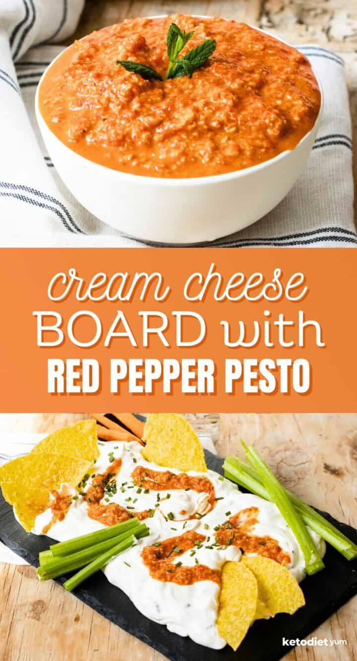 Cream Cheese Board with Roasted Red Pepper Pesto