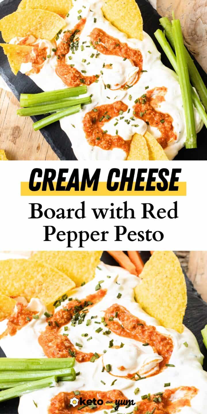 Low Carb Keto Cream Cheese Board with Red Pepper Pesto