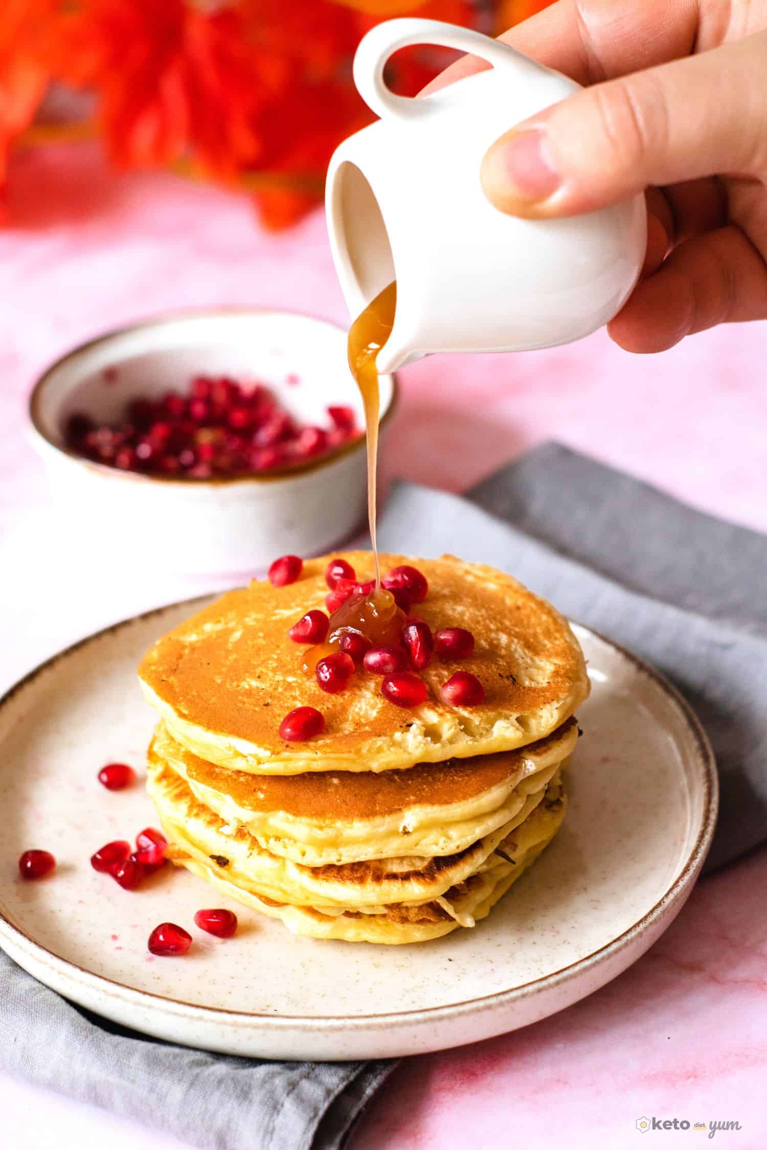 2 ingredient keto pancakes with sugar free maple syrup