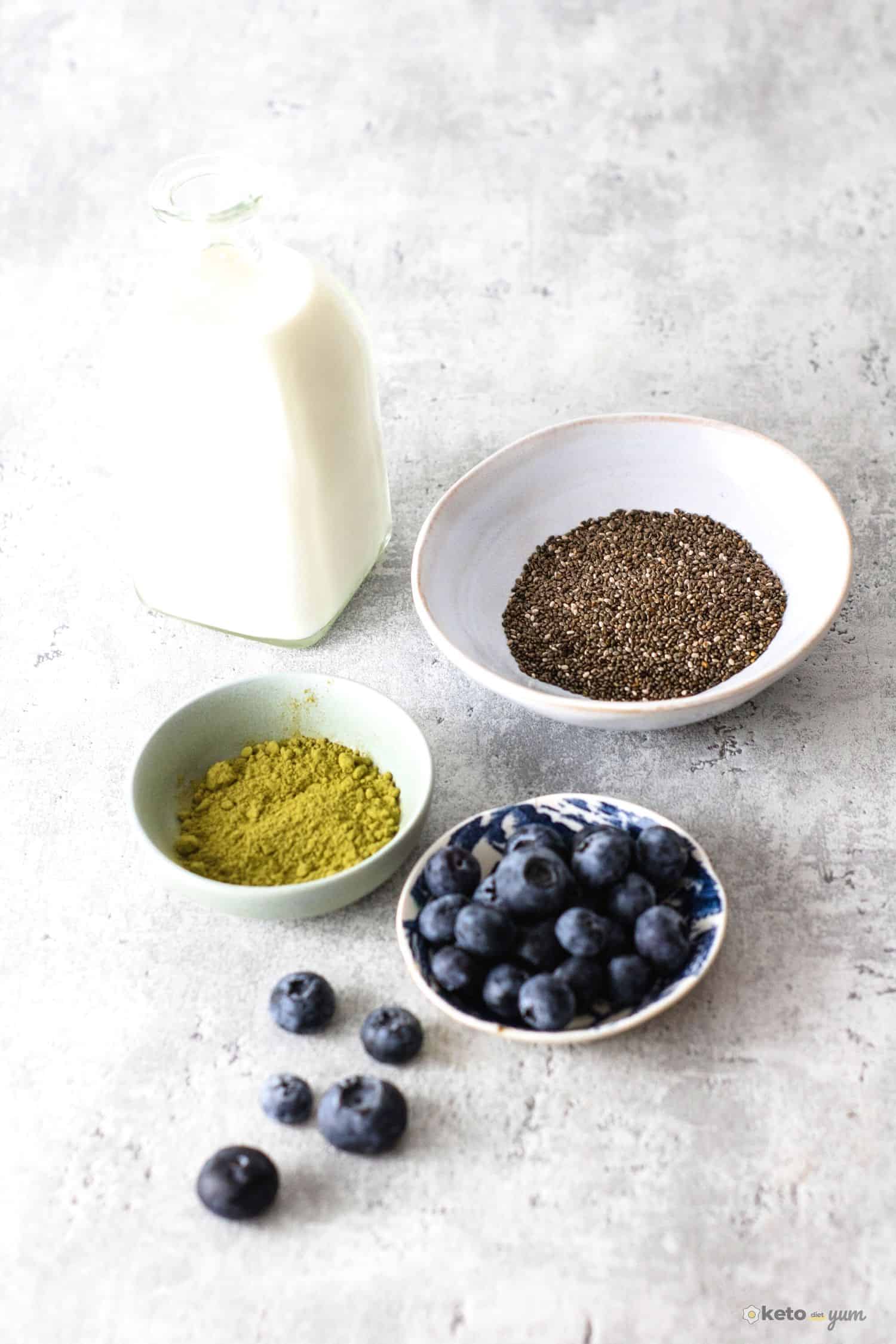 Keto Matcha Chia Pudding Ingredients